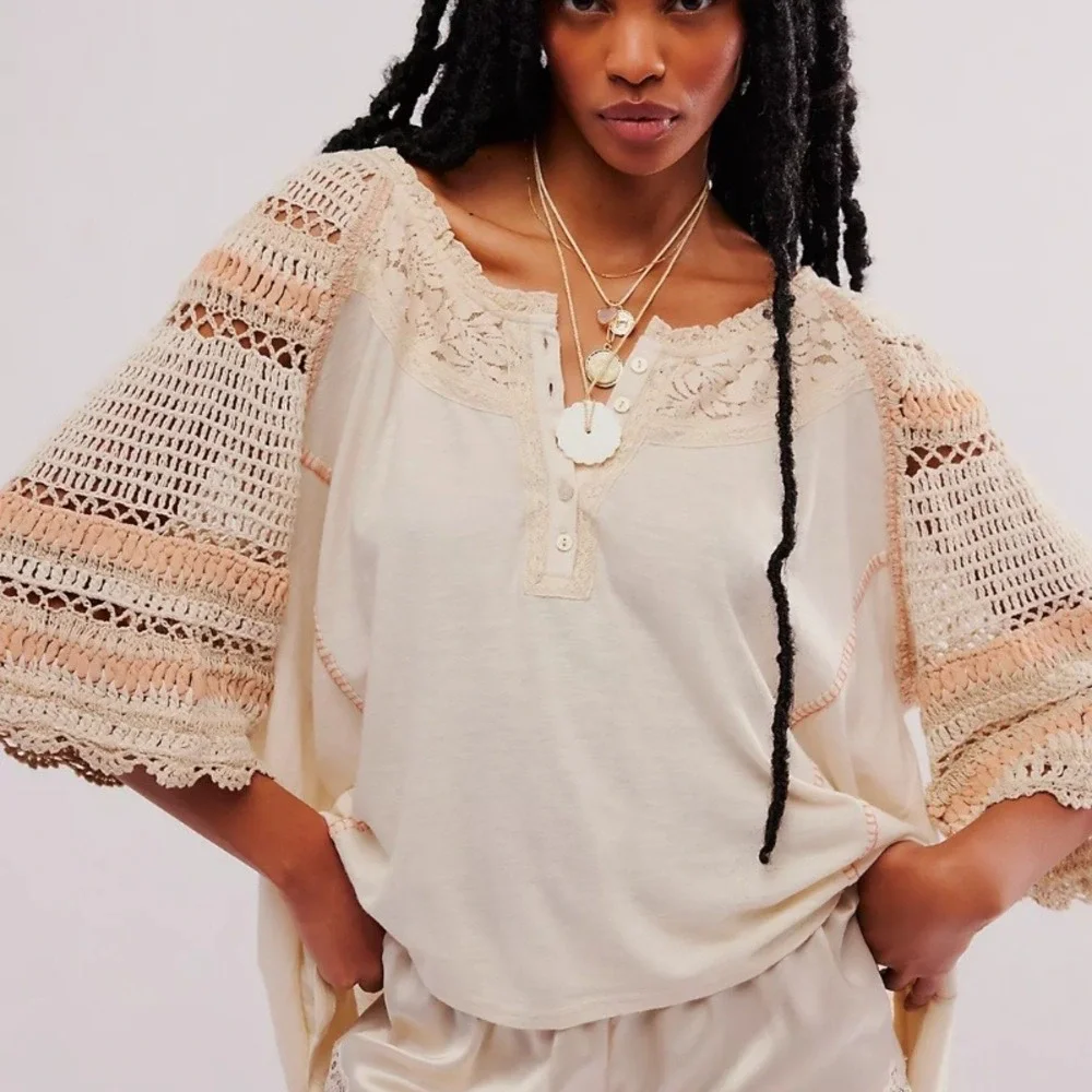 Free‎ People Crochet Me Pullover Size Small NWT